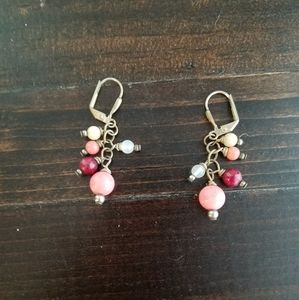 Pink and Gold Tone Earrings